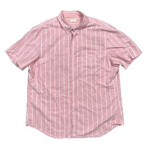Double RL RRL Ralph Lauren Pink White Striped Oxford S/S Button Shirt Mens XL